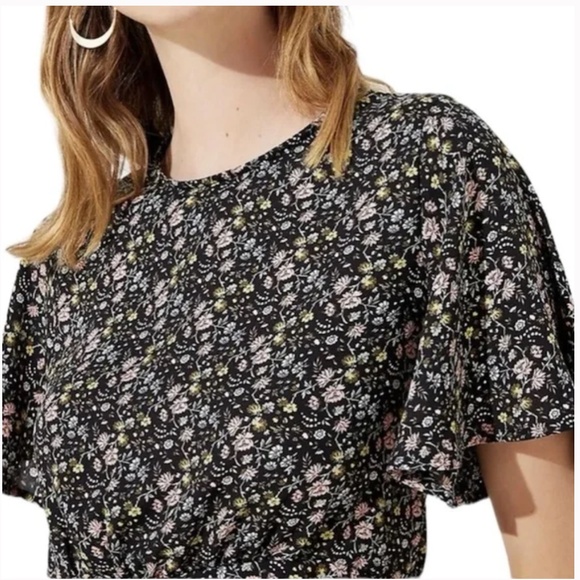 ⭐️Loft Floral Classy Peplum Boho Chic Glam Work Business Party Chic Blouse Top - Picture 2 of 8